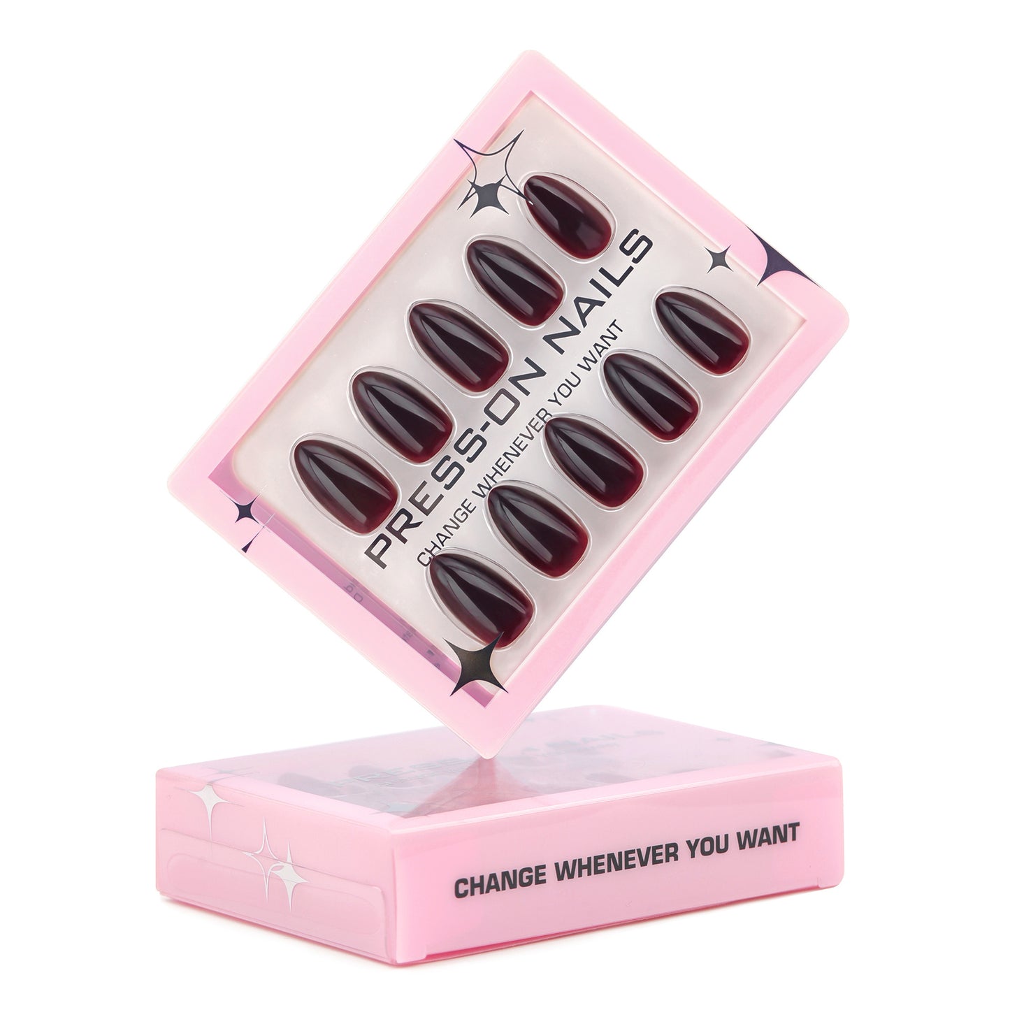 Uñas cortas de diseño sencillo de Spice Girl, con cambio gradual en rojo oscuro, muy populares al por mayor | 365nails