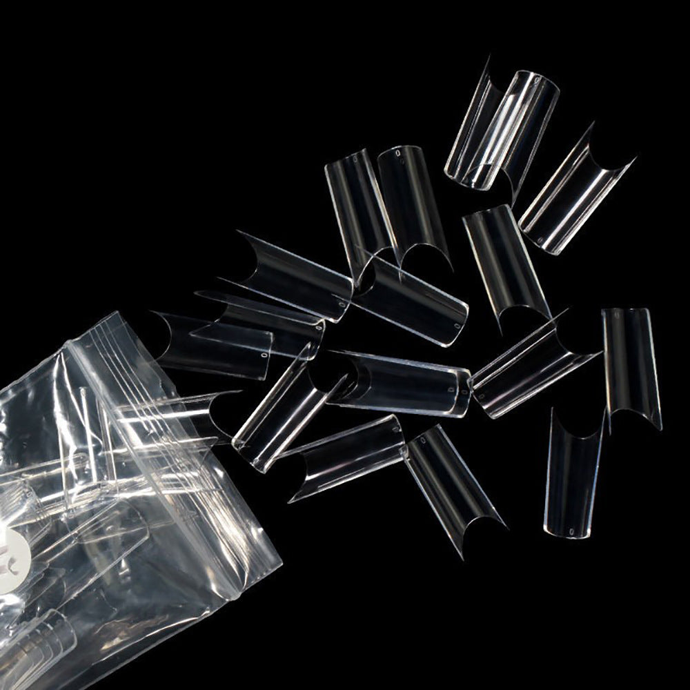 Nail Tips nail pads Transparent semi-stickers Shallow stickers 500 pcs Bag flat-head water pipe nail patches Nail art extension fake nail pads