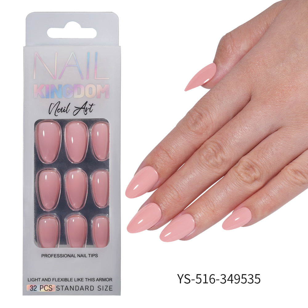 Press on nails Advanced Aurora Fine Flash Almond Short Nail Film Removable Fake Nail Prefabricated Solid Color Nail Art Wholesale