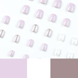 Wear nail short purple and white contrasting color smudging nail film glitter nail film finished nail film press on nail|365nails
