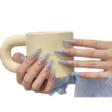 Uñas postizas versátiles blancas con efecto ojo de gato, efecto degradado y fototerapia | 365nails