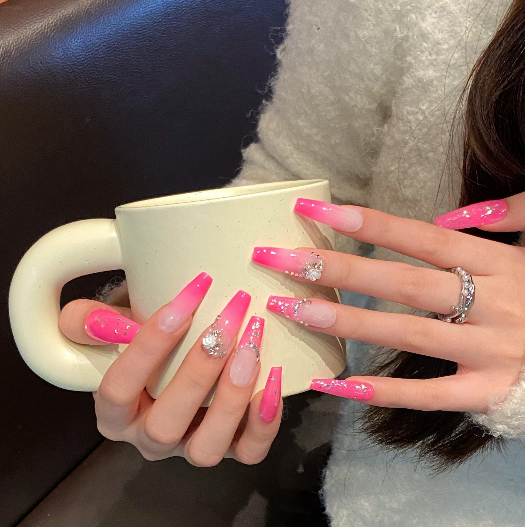 Unhas postiças extra longas, engraçadas, de desenho animado, fofas, feitas à mão, personalizadas, pintadas à mão, removíveis | 365nails