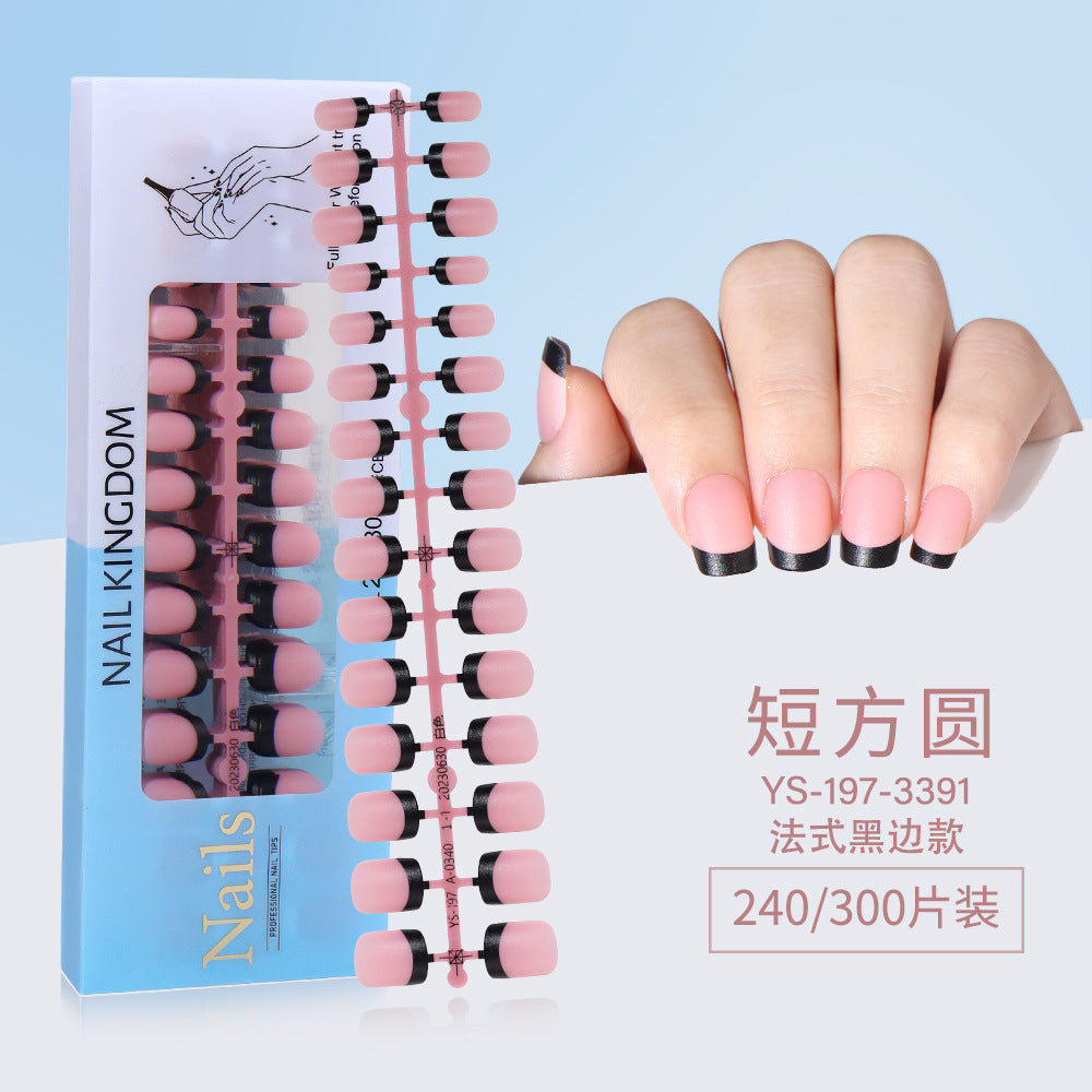 Nail Tips New French press on nails 240 pieces boxed fake nail manicure work in progress matte full sticker French nail piece