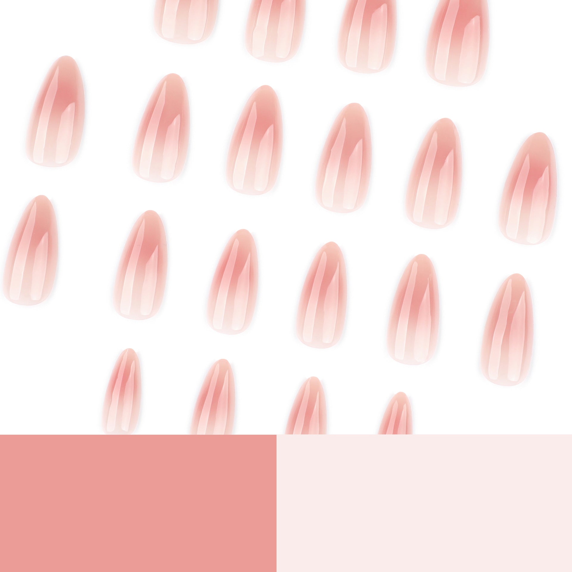 Simple nude blush smudge white almonds press-on nails