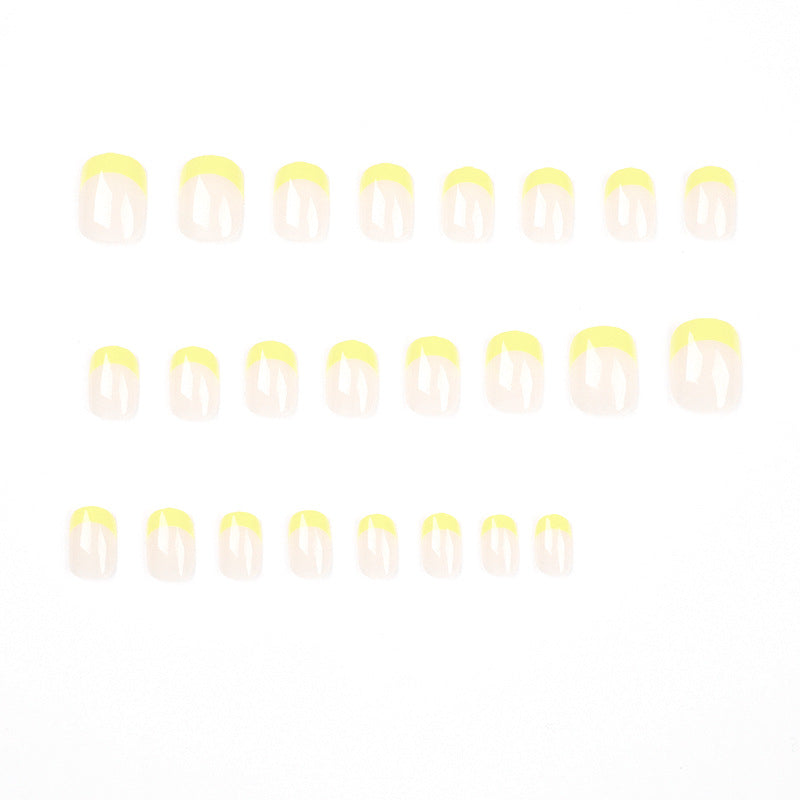 Manicura francesa amarilla sencilla, uñas postizas al por mayor, uñas postizas especiales, producto terminado, 365nails