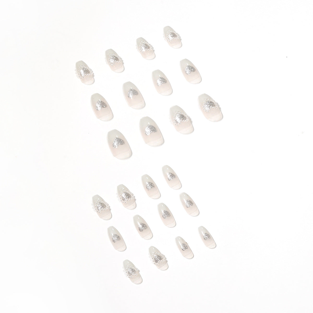 Mudança gradual de temperamento, cinza, pêssego, coração, pérola, desgaste, arte de unha finalizada, remendo de unha, peça de unha removível, vendas de fábrica|365nails