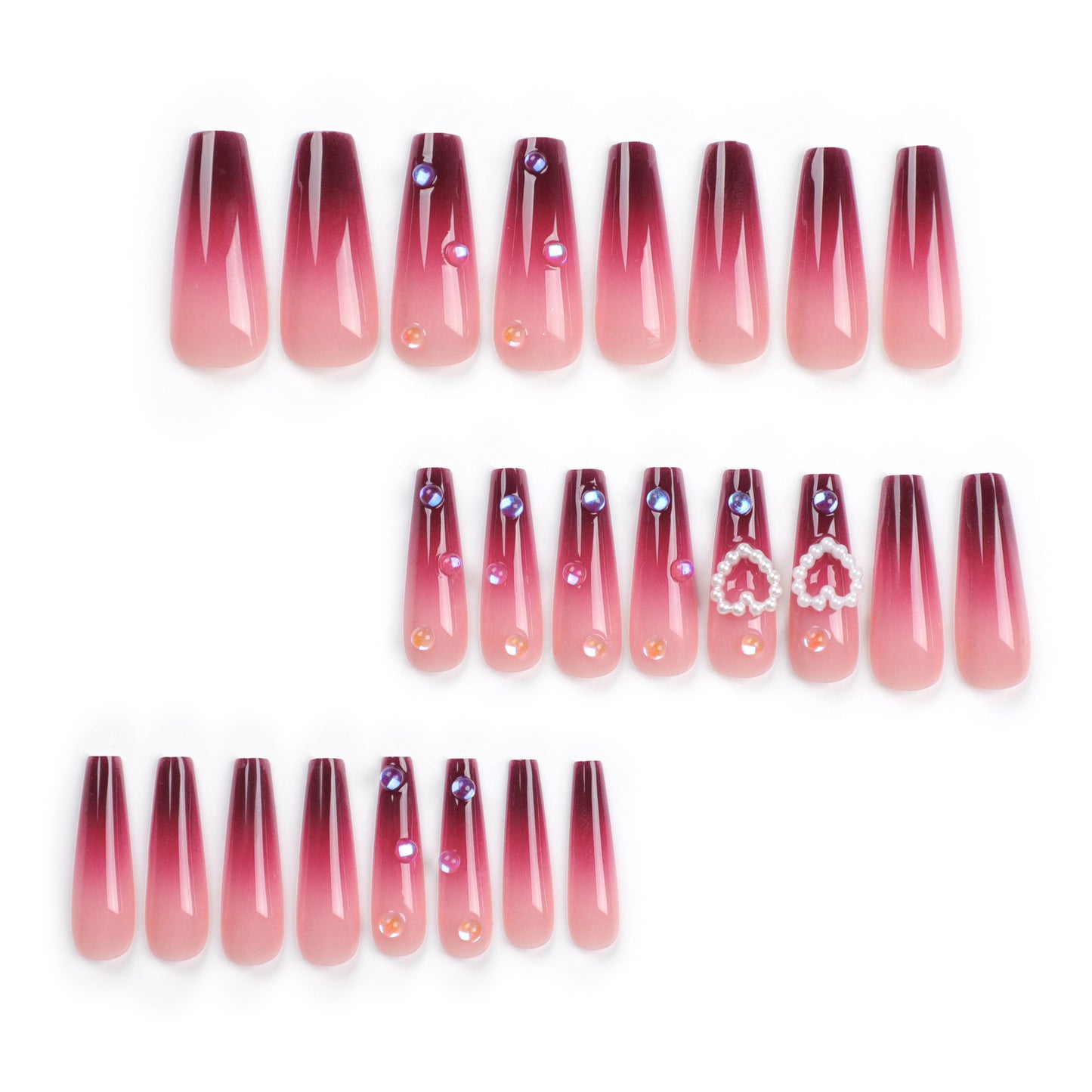long style gradual change manicure wear nail piece burgundy gradual change fake nail wear nail sticker wholesale|365nails
