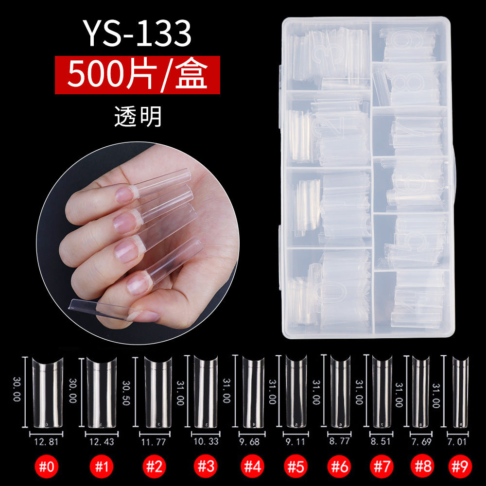 Nail Tips Nail plate semi-sticker, light sticker, lengthened XXXL water pipe nail NO C arc, light French manicure, transparent fake nail