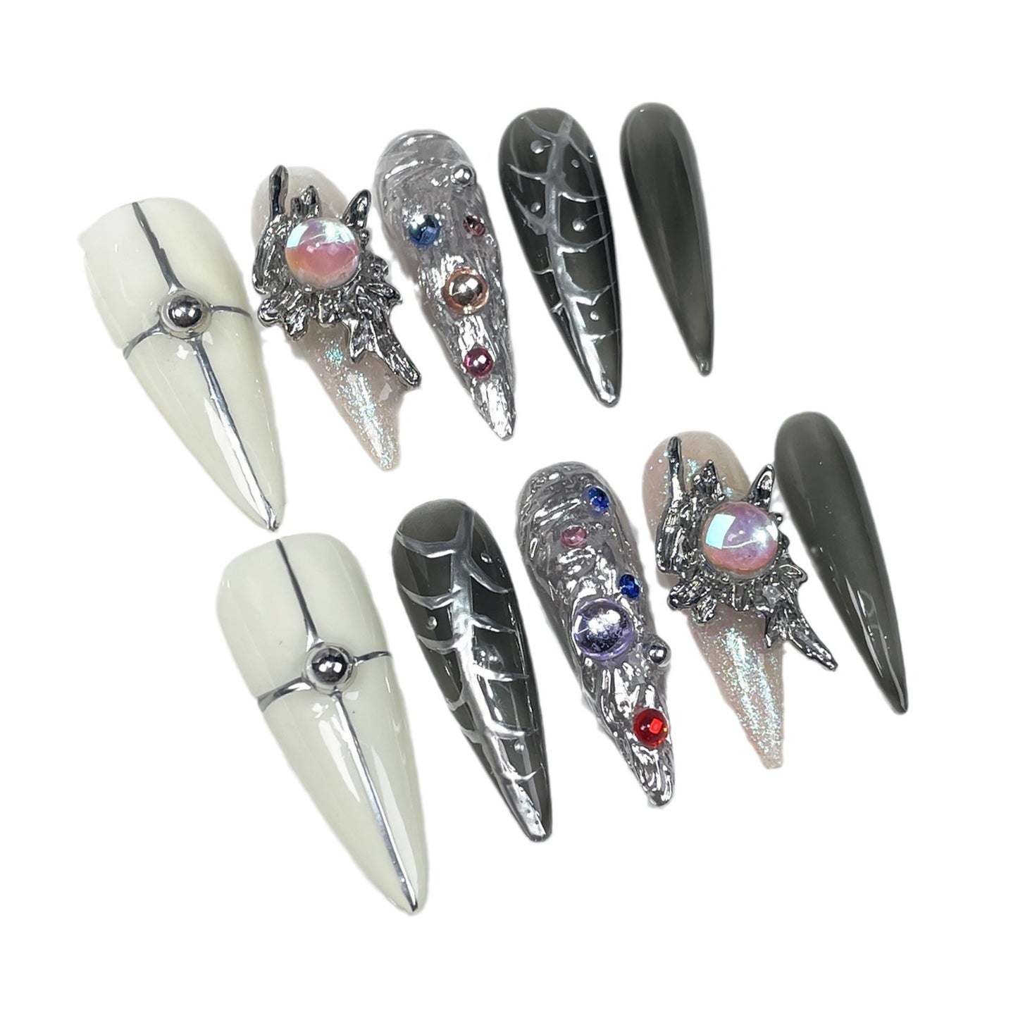 Spice Girls Long Tip Nail Patch Hand-painted Metal Shaping Handmade Press-on Nails press-on nails Patch Wholesale|365nails