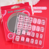 Children press on nails, cartoon 24-piece boxed finished product, sweet and cute children's removable fake nail patch manicure