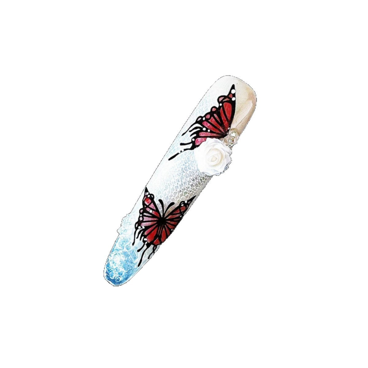 Blending gravel lace hand-painted four-finger quicksand hand-twisted piercing sweet style press on nail