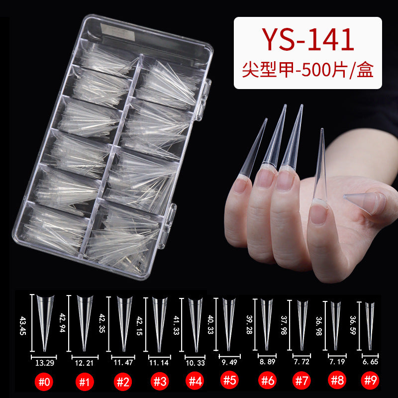 Nail Tips Long salons press on nails pieces, long tip 120 pieces, boxed transparent thin dog lengthened art nail pieces, women
