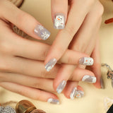 Christmas candy fake nails wholesale short nails art patch finished nails sticker press on nails removable|365nails