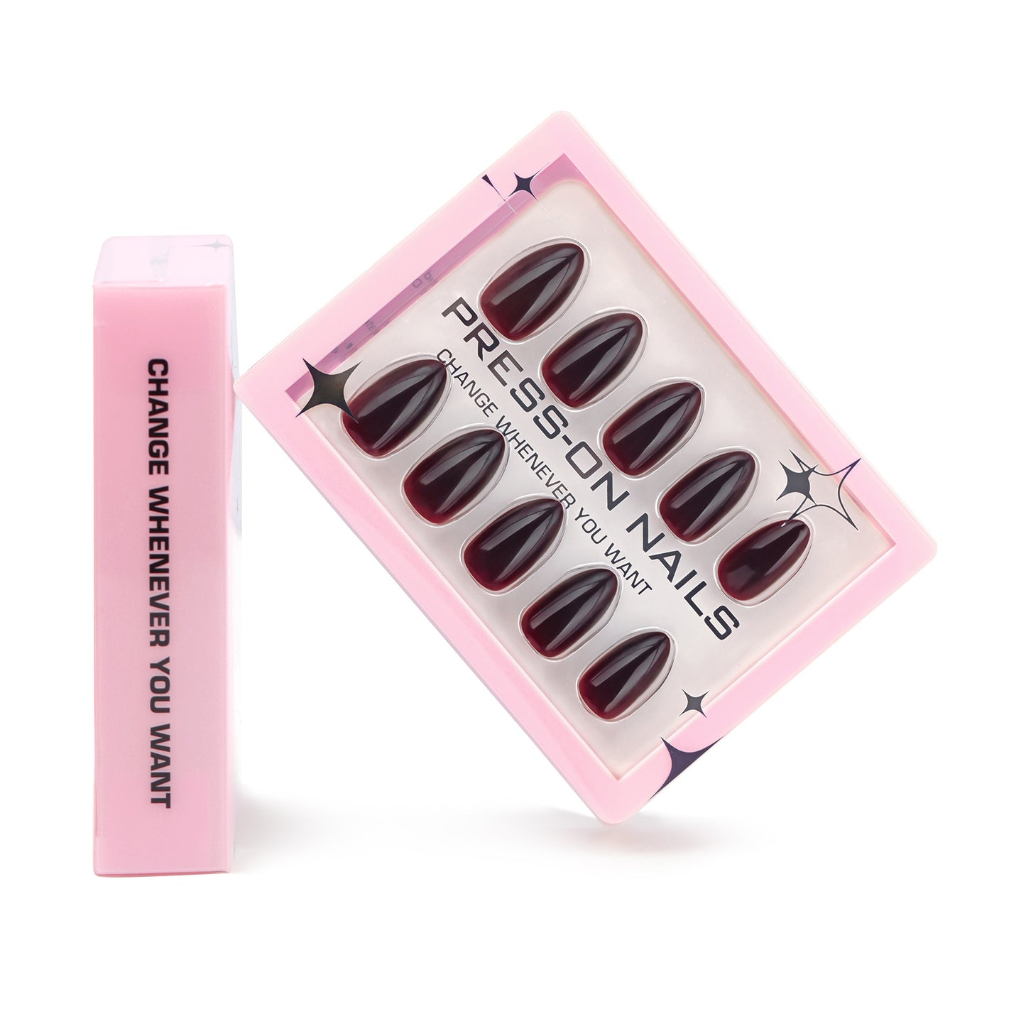Uñas cortas de diseño sencillo de Spice Girl, con cambio gradual en rojo oscuro, muy populares al por mayor | 365nails