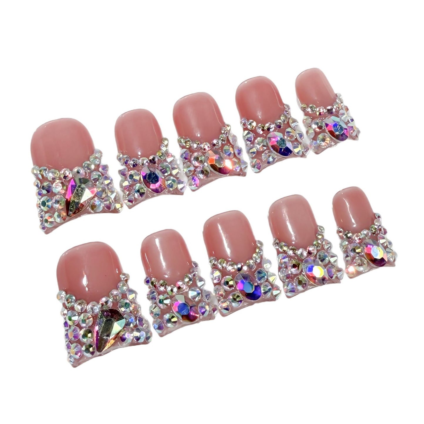 Duck bill nail ic transparnt Frnch full diamond flash Handmad factory wholsal|365nails