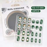 Children press on nails, cartoon 24-piece boxed finished product, sweet and cute children's removable fake nail patch manicure