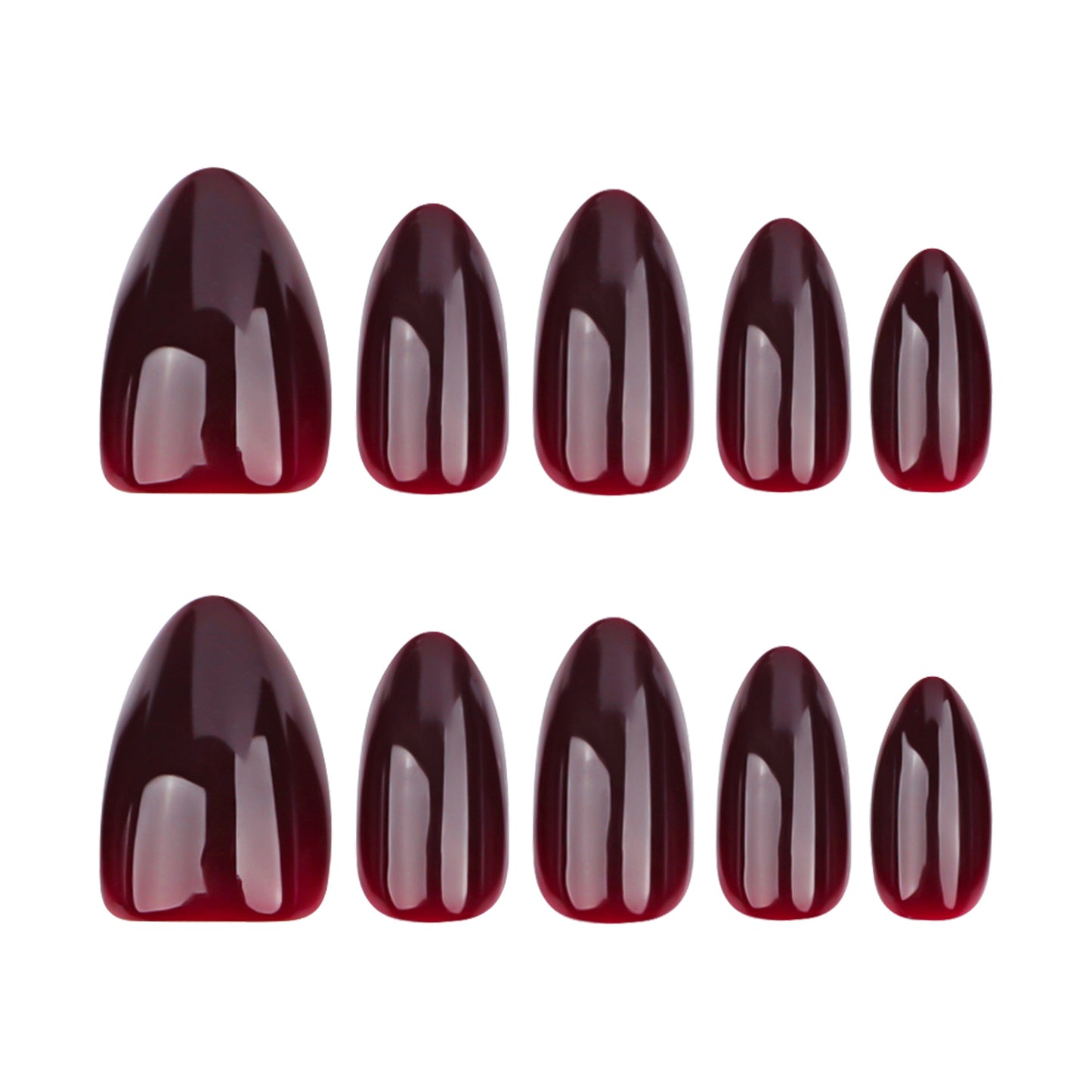 Uñas cortas de diseño sencillo de Spice Girl, con cambio gradual en rojo oscuro, muy populares al por mayor | 365nails
