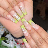 Manicure borboleta verde unha postiça especial removível |365nails
