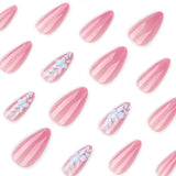 Fresh leaves flowers cat eyes sparkling almonds press-on nails