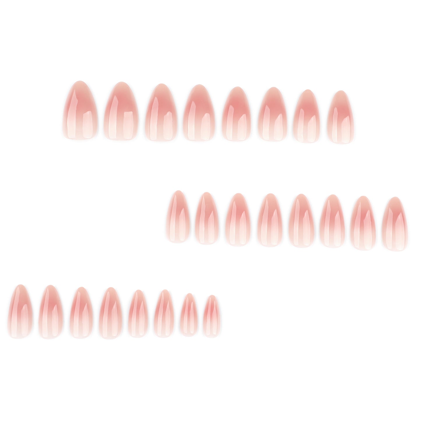 Simple nude blush smudge white almonds press-on nails