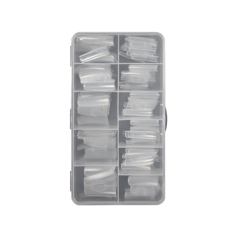 Nail Tips Nail lengthened French 550 pieces boxed square transparent semi-sticker high-arc flat head water pipe nail fake nail