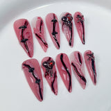 Uñas postizas hechas a mano para Halloween en Europa y América, diseño de cuchillos de nicho con atmósferas rotas y personalidad, arte de uñas creativo |365nails
