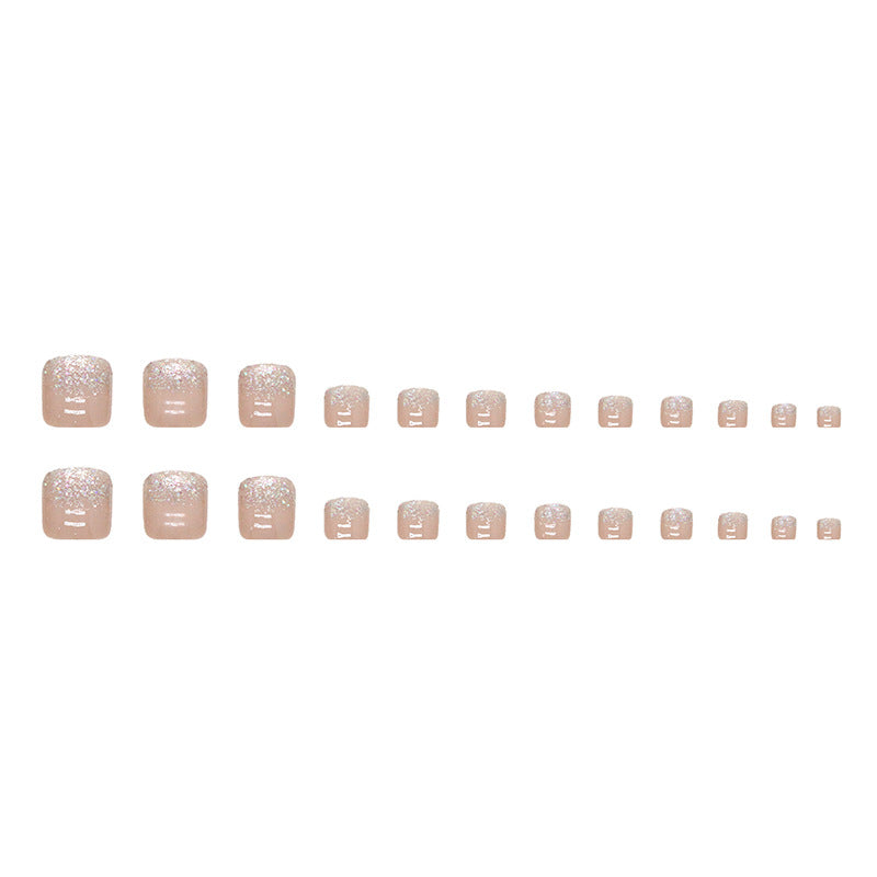 Mudança explosiva e gradual de carne rosa Unhas postiças para os pés, unhas naturais de fada, gás especial, modelo de unhas postiças, unhas postiças brilhantes, peça de arte para unhas|365nails