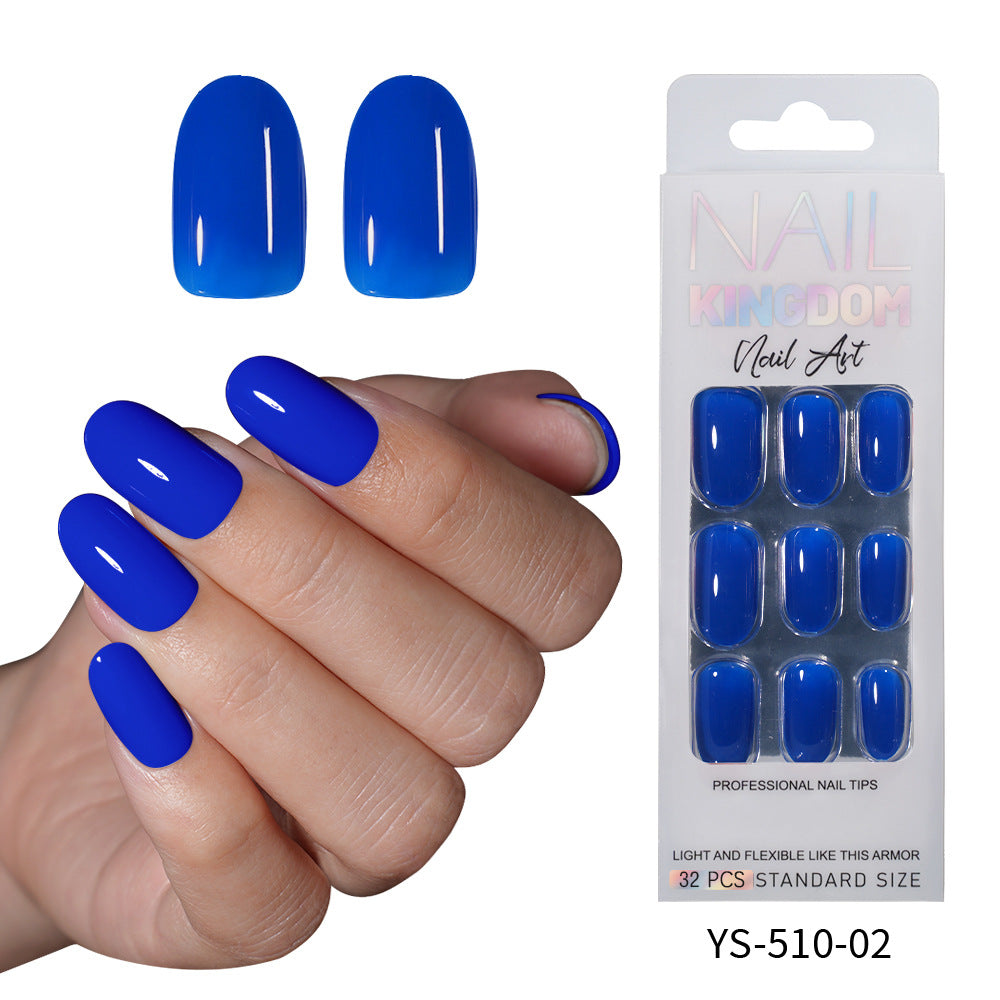 Popular solid color press on nails advanced sense versatile patch nail art short oval removable fake nail piece wholesale