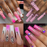 Nail Tips Nail  lengthened French 550 pieces boxed square transparent semi-sticker high-arc flat head water pipe nail fake nail