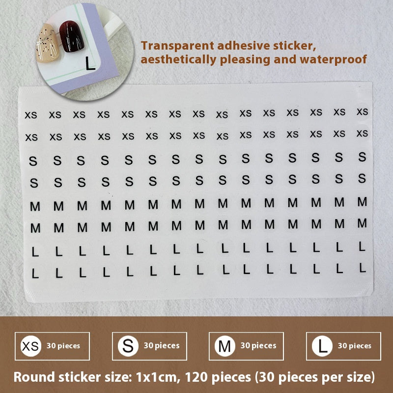 Press-On Nails Instruction Card  transparent pvc self-adhesive waterproof clothing size sticker round label