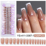 Nail Tips new press on nails French love long square fake nail 120 pieces detachable finished product patch manicure
