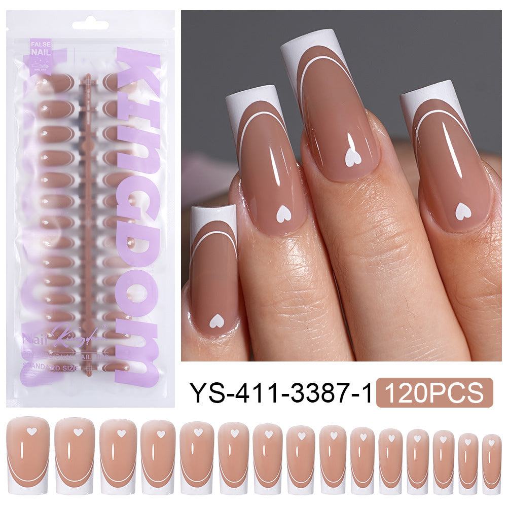 Nail Tips new press on nails French love long square fake nail 120 pieces detachable finished product patch manicure
