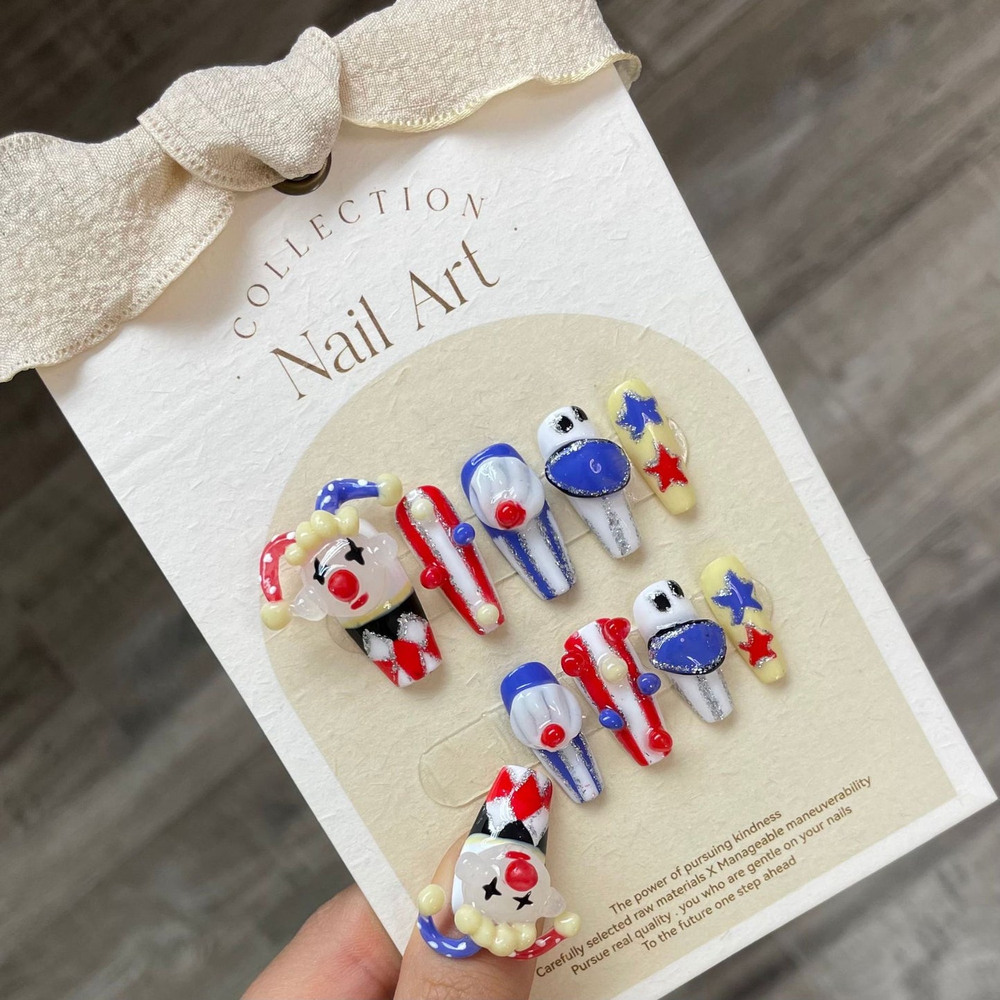 Pure hand-kneaded Halloween clown handmade manicure press-on nails finished fake nails finished manicure | 365nails