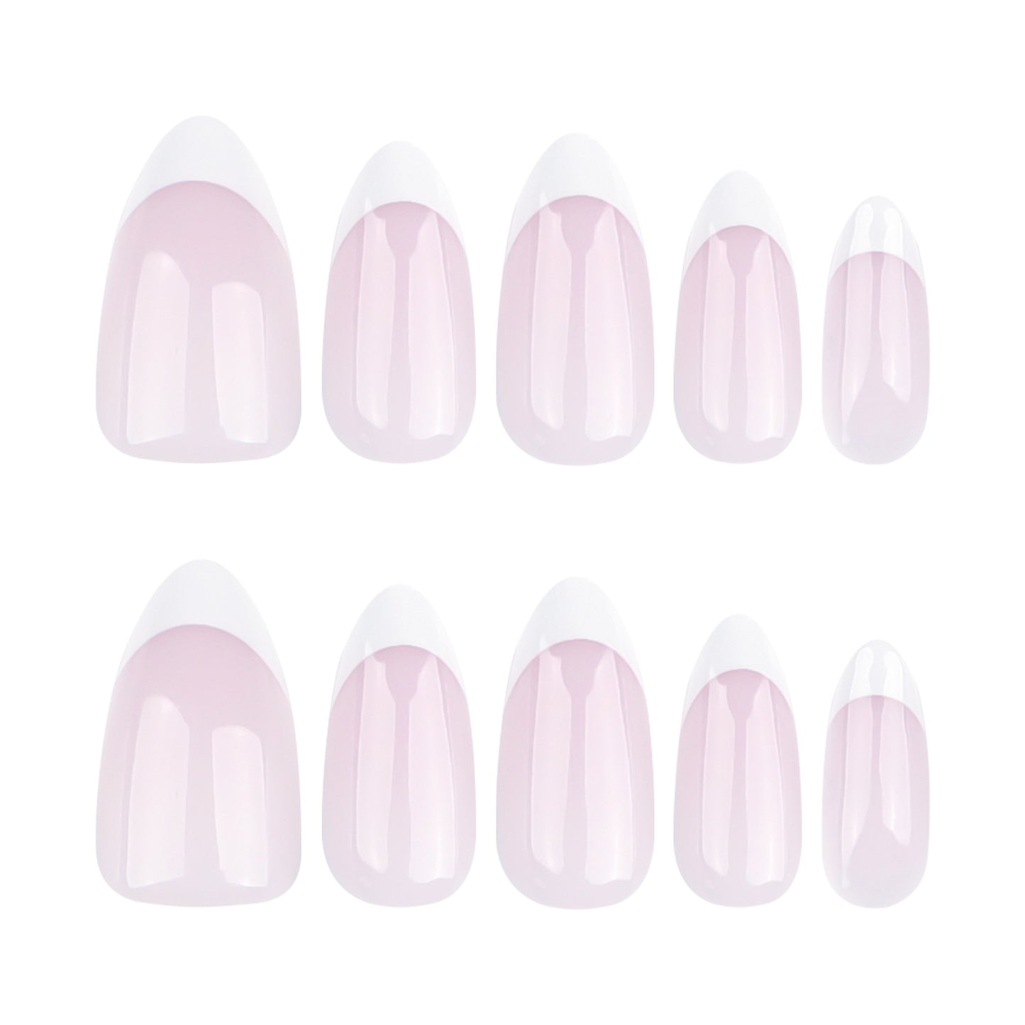 Classic Naked Pink French White press-on nails Short Almond Nail Art Press On Nails Finished|365nails