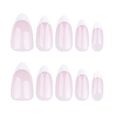 Unhas postiças clássicas rosa nude francesas brancas, unhas postiças curtas amêndoa finalizadas|365nails