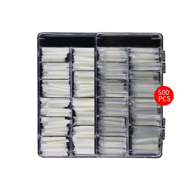 Nail Tips Nail plate semi-sticker, light sticker, lengthened XXXL water pipe nail NO C arc, light French manicure, transparent fake nail