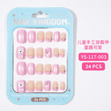 Children's Nail Art Nail Sticker Girl Cartoon 24 Nail Art Sticker Cute Removable press on nails With Drill