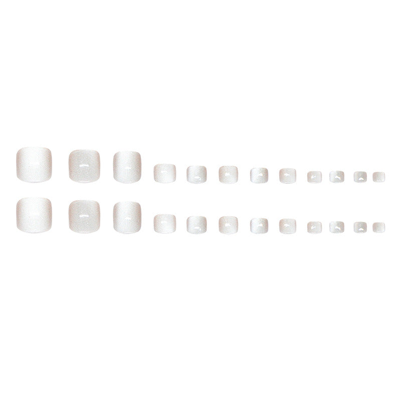 Simple white light coffee solid color cat eye fashionable sweet ins wind Press-on toenails removable 24 pieces|365nails
