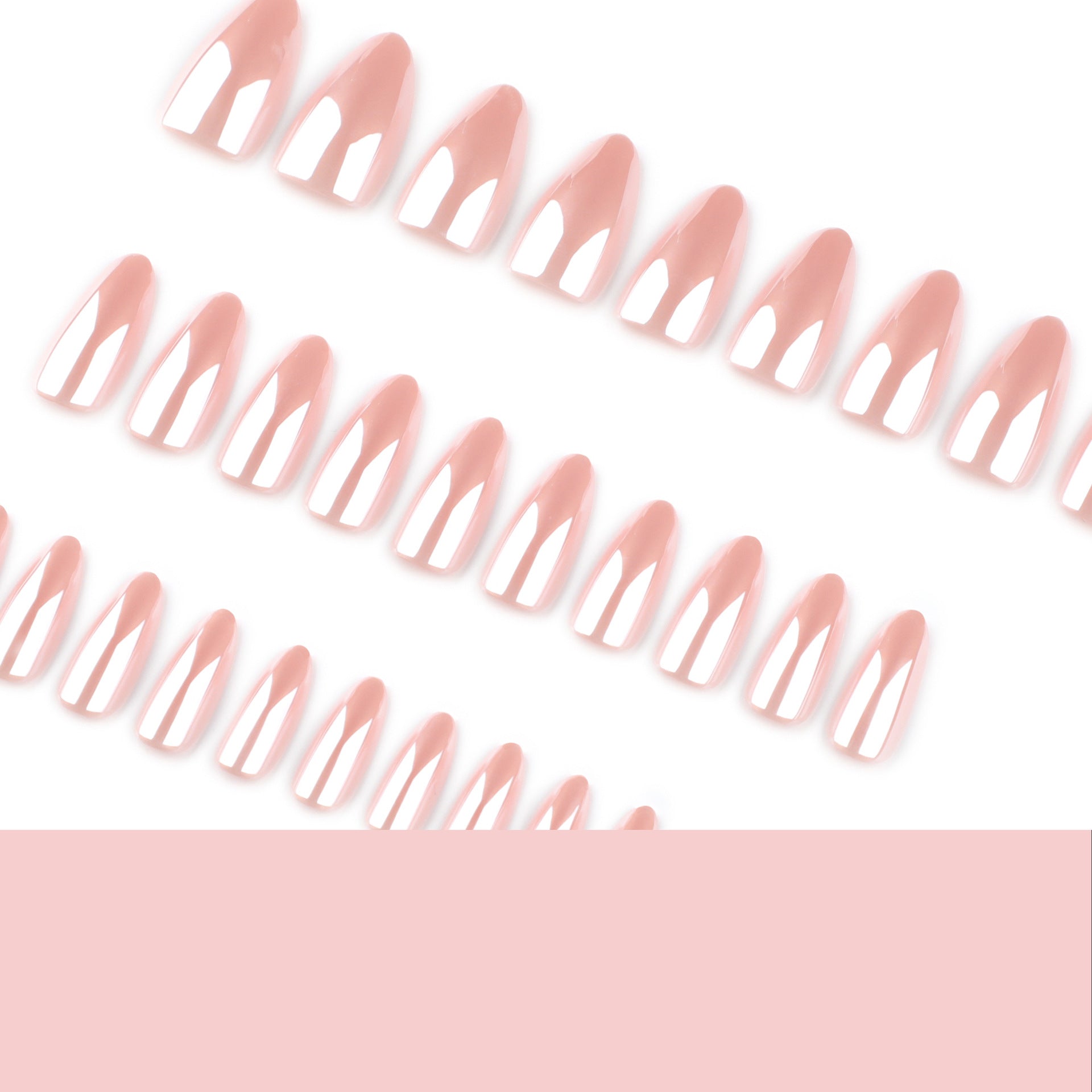 Simple bare powder solid color coating flash almond press-on nails