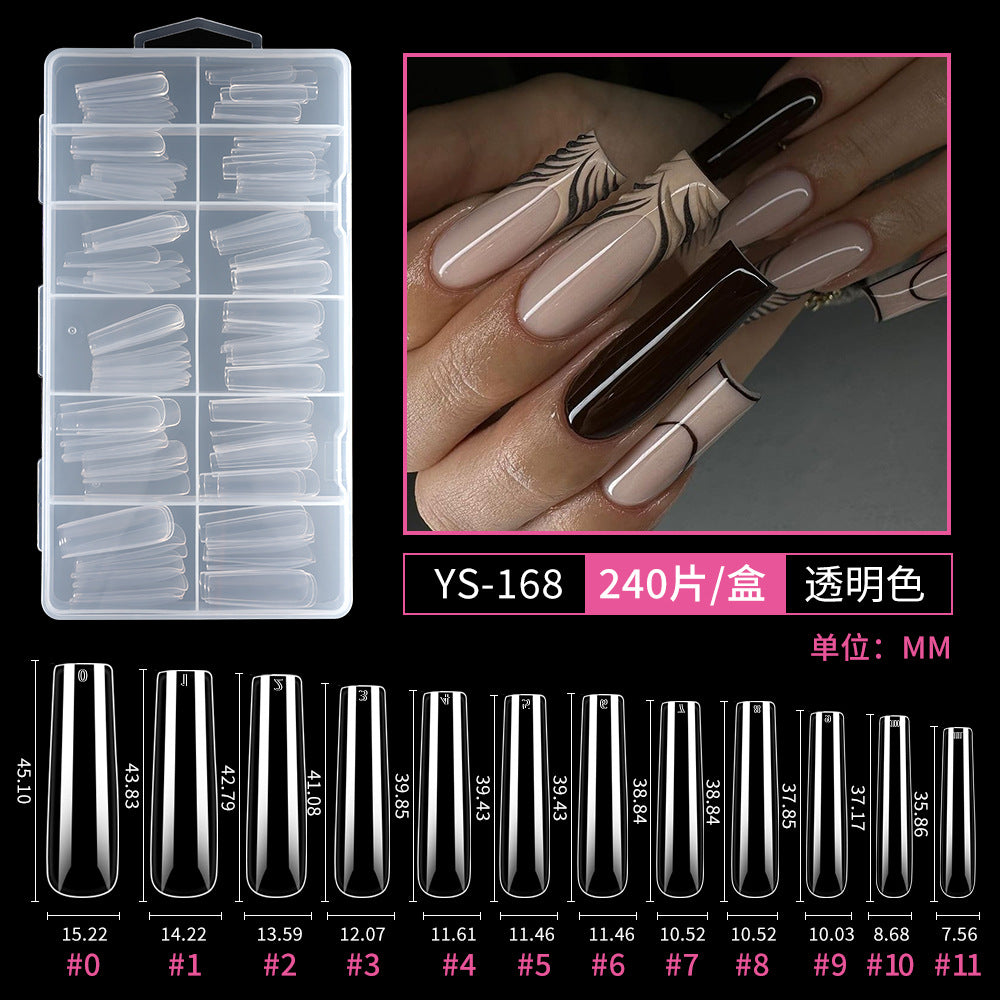 Nail Tips semi-full sticker, light sticker, extended water pipe nail 240 pieces XXXL thin dog transparent manicure patch fake nail