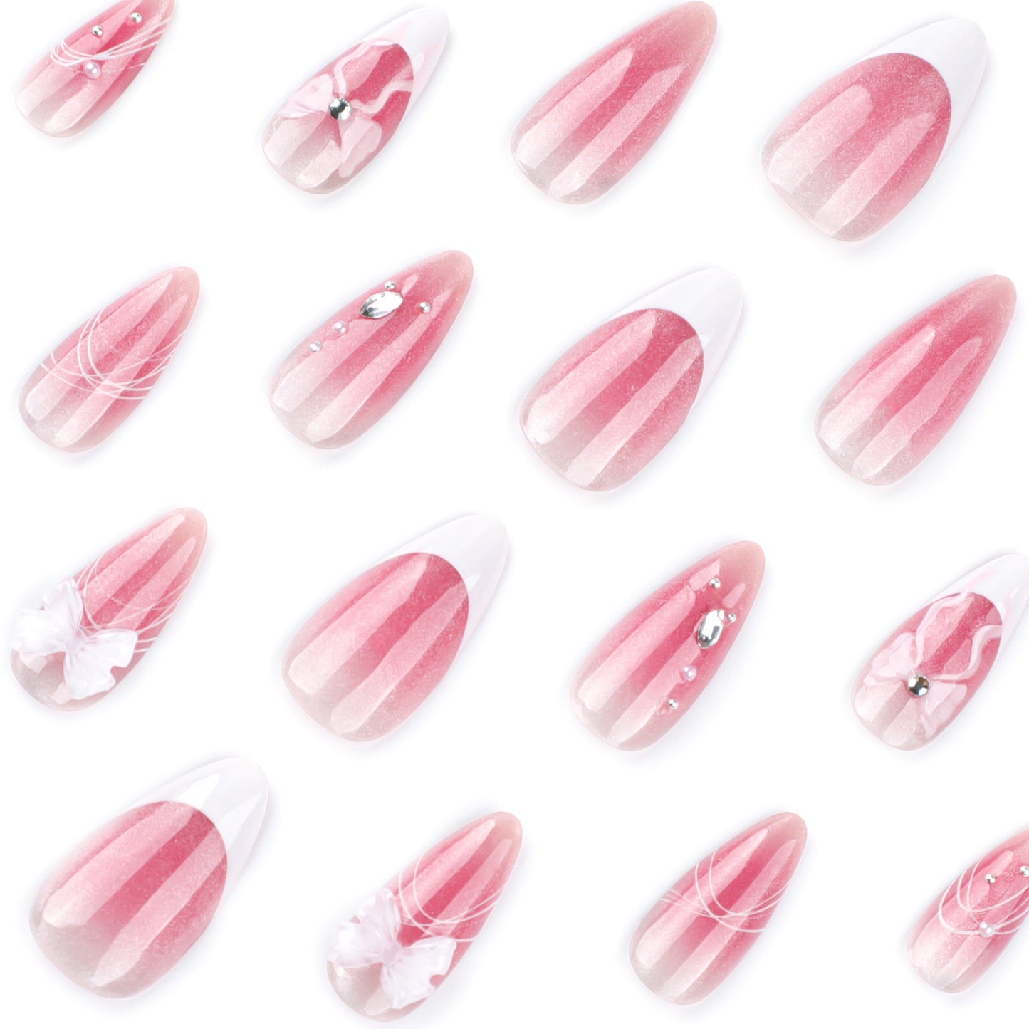cat eye gradual change blush French bow almond type wear |365nails