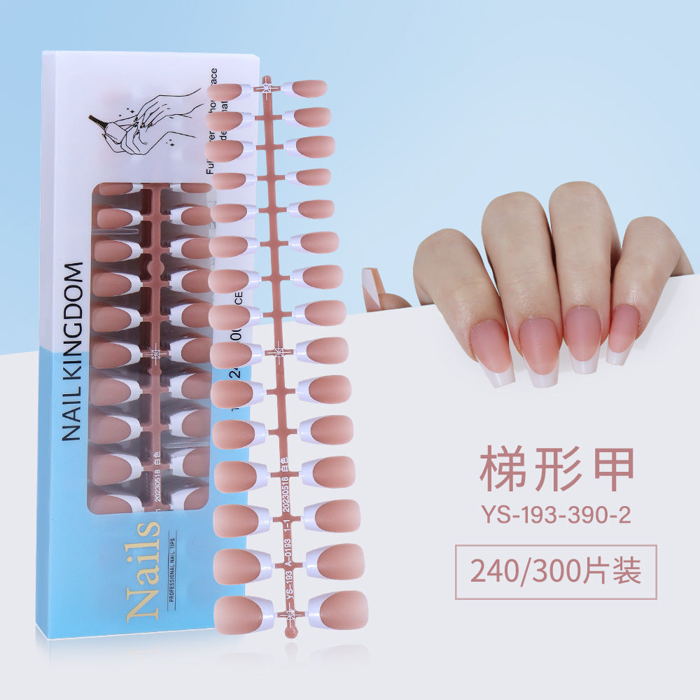 Nail Tips New French press on nails 240 pieces boxed fake nail manicure work in progress matte full sticker French nail piece