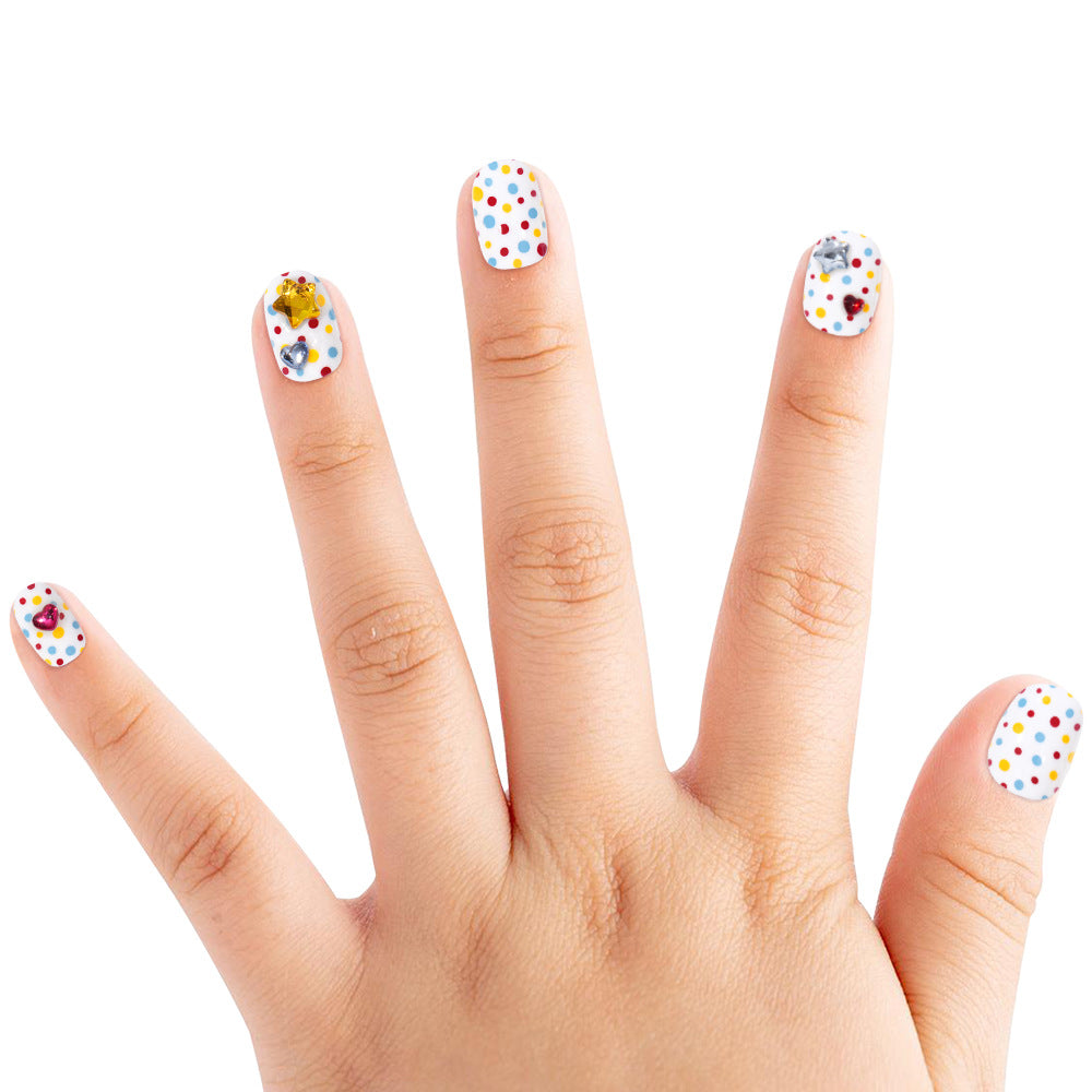 Children's Nail Art Nail Sticker Girl Cartoon 24 Nail Art Sticker Cute Removable press on nails With Drill