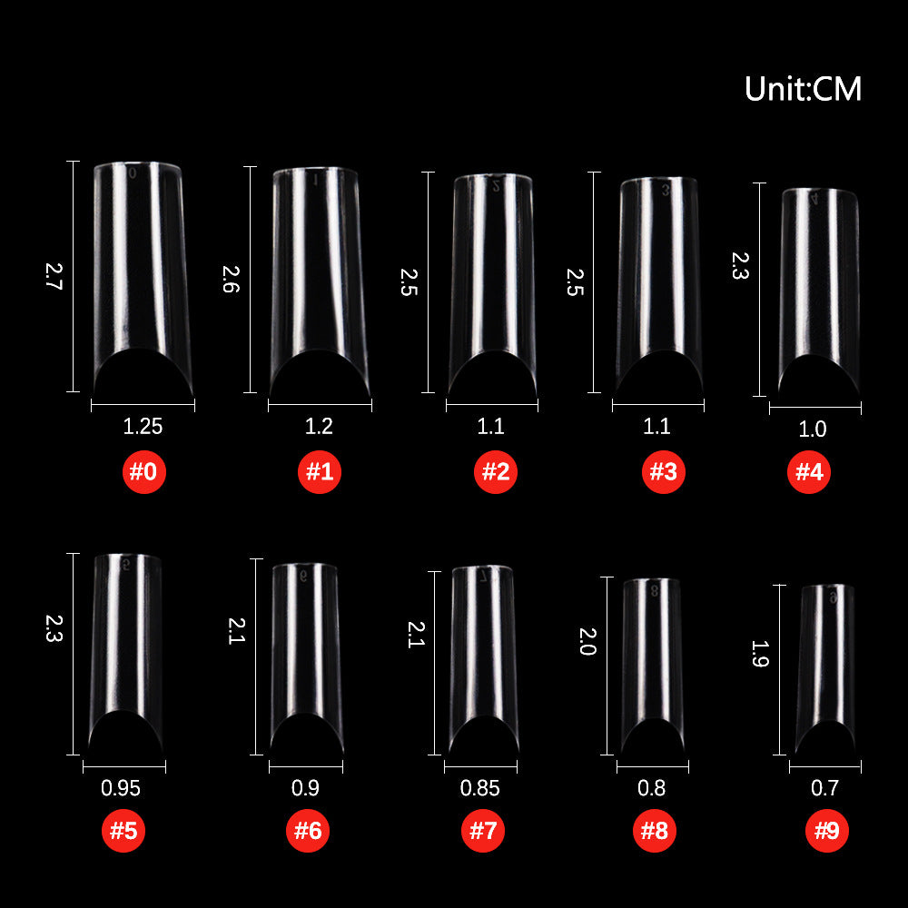 Nail Tips nail pads Transparent semi-stickers Shallow stickers 500 pcs Bag flat-head water pipe nail patches Nail art extension fake nail pads