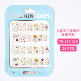 Children's Nail Art Nail Sticker Girl Cartoon 24 Nail Art Sticker Cute Removable press on nails With Drill