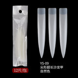 Nail Tips lengthening salon art nail pads 12 pcs bagged pointed  performance manicure super long fake nail pads
