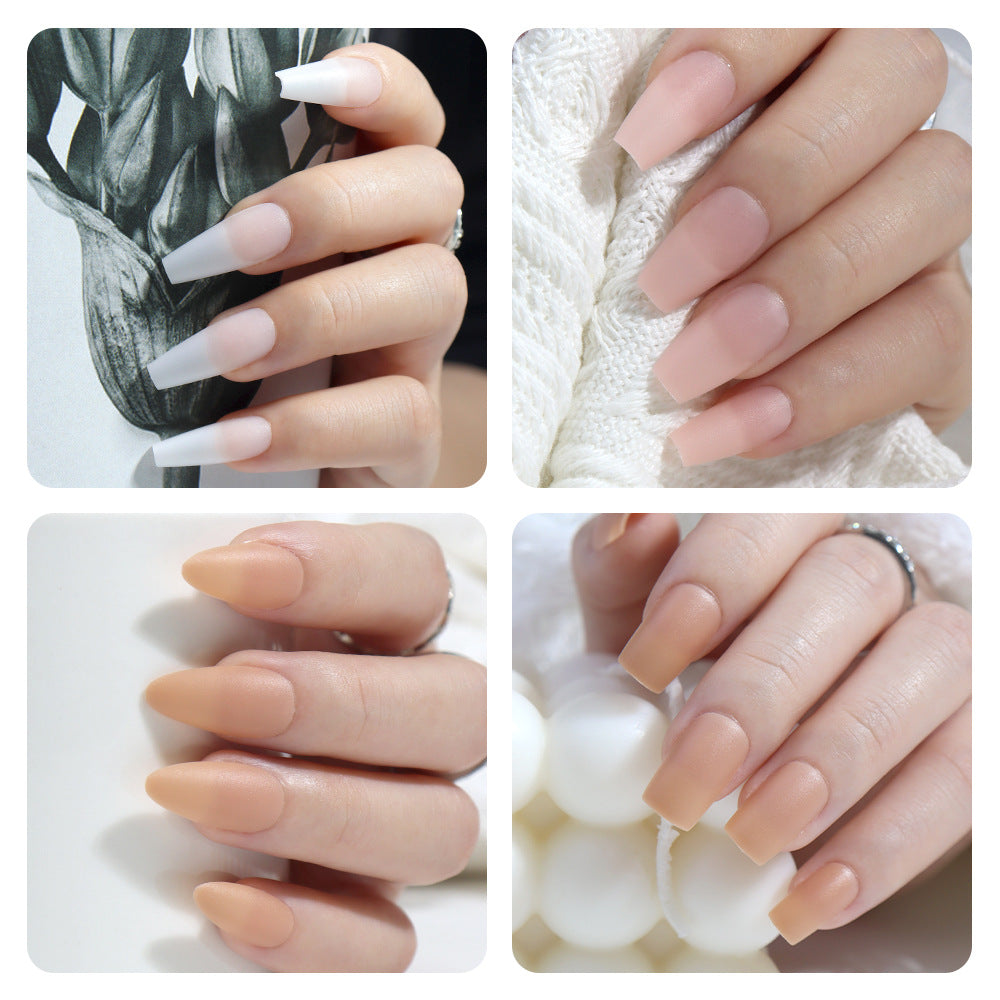 Nail Tips New nude matte, no-carving press on nails pads 240 pieces, boxed solid color seamless fake nail press on nails pads