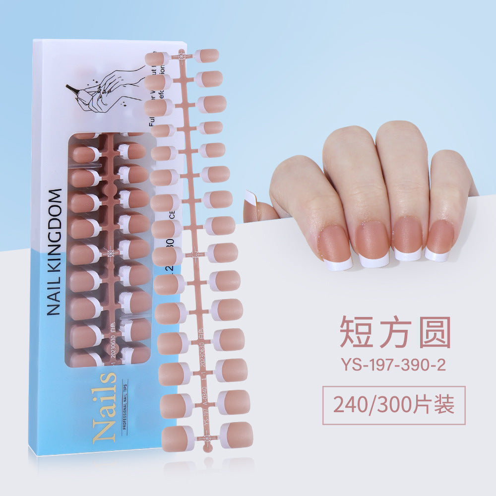 Nail Tips New French press on nails 240 pieces boxed fake nail manicure work in progress matte full sticker French nail piece