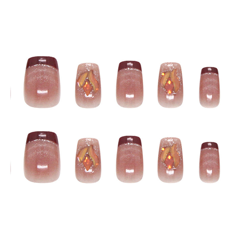 Nail Tips Prefabricated Nail Crimson Smudge cat eye Silver Powder Line French Stack Diamond Explosive Flash Diamond Nail Art 30 Pieces|365nails
