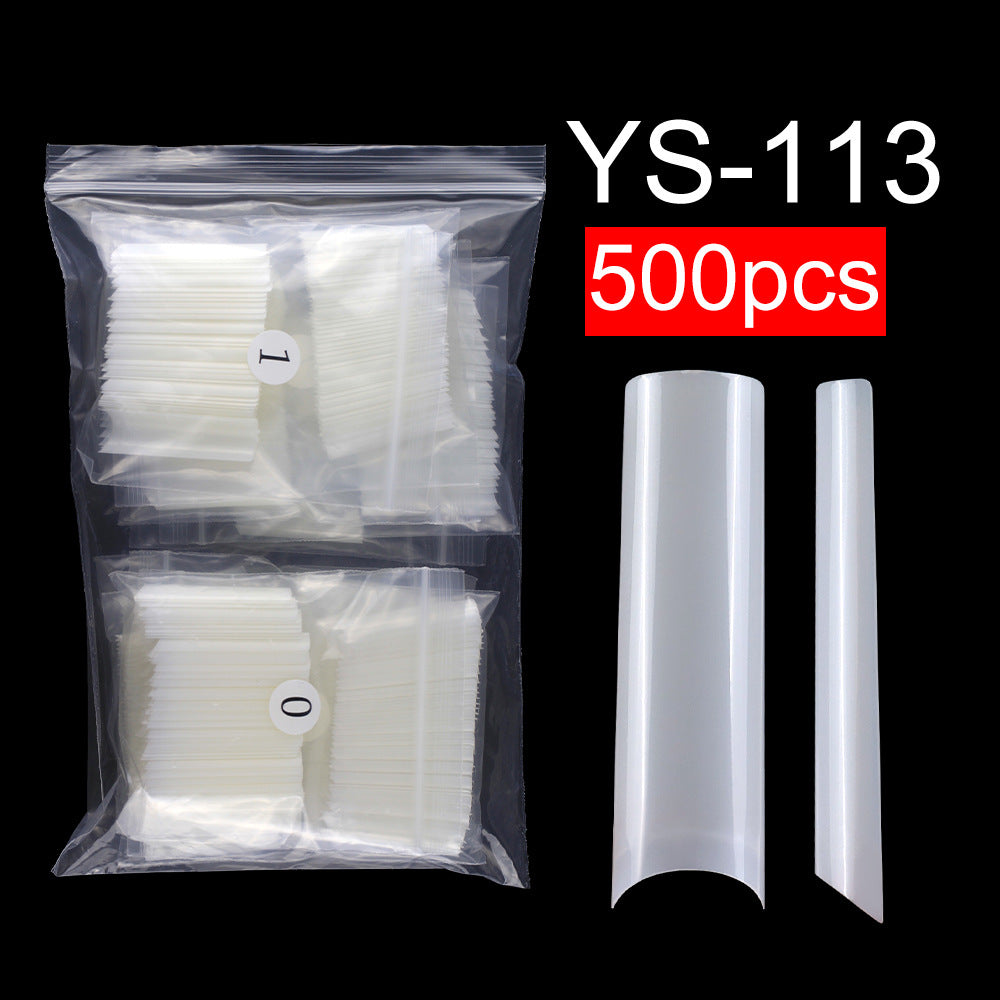 Nail Tips nail plate extended half-stick water pipe nail 500 pieces boxed high-arc XXL transparent patch fake nails